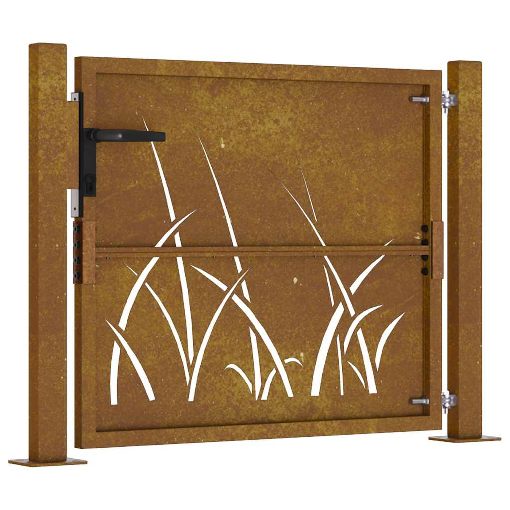 Gartentor 100x75 cm Cortenstahl Gras-Design