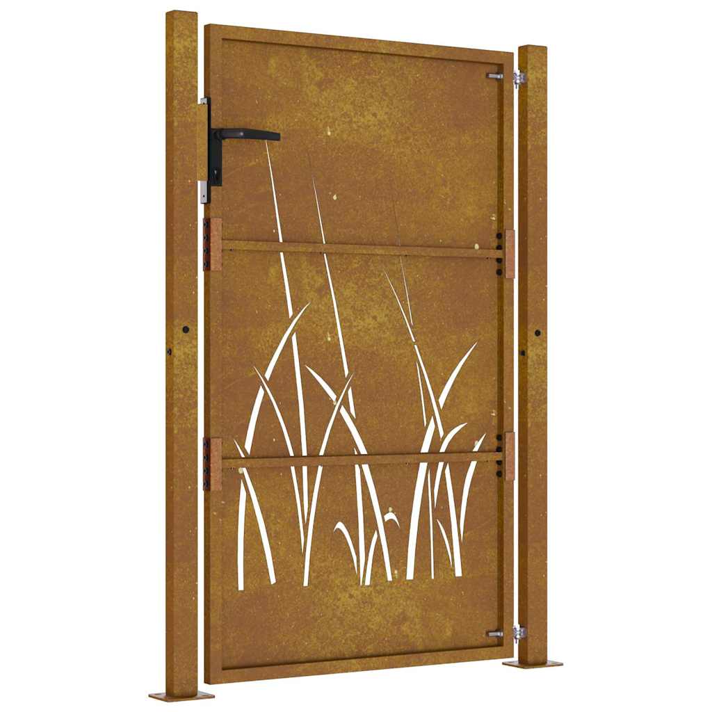 Gartentor 100x125 cm Cortenstahl Gras-Design