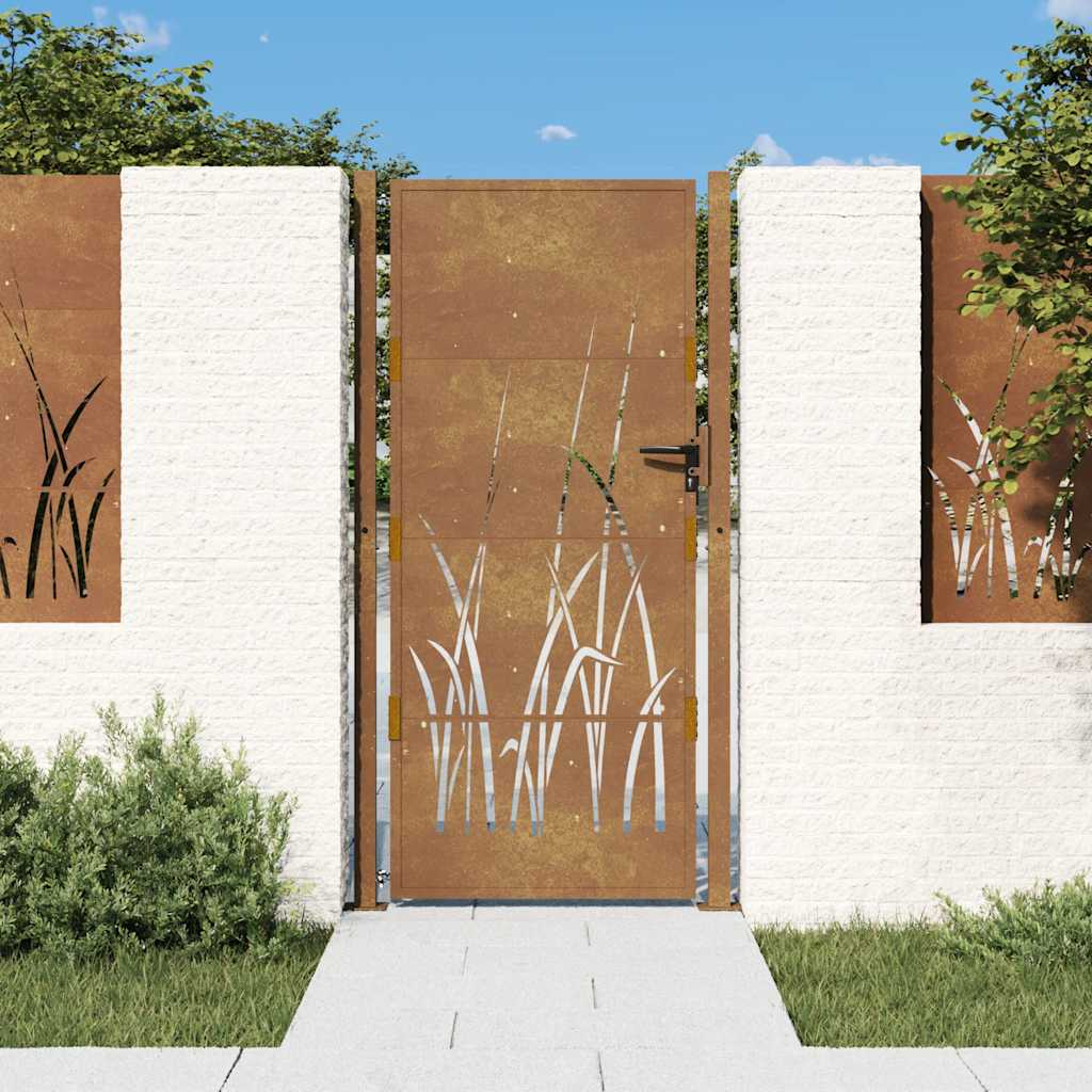 Gartentor 100x175 cm Cortenstahl Gras-Design