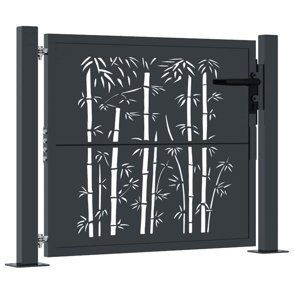 Gartentor Anthrazit 100x75 cm Stahl Bambus-Design