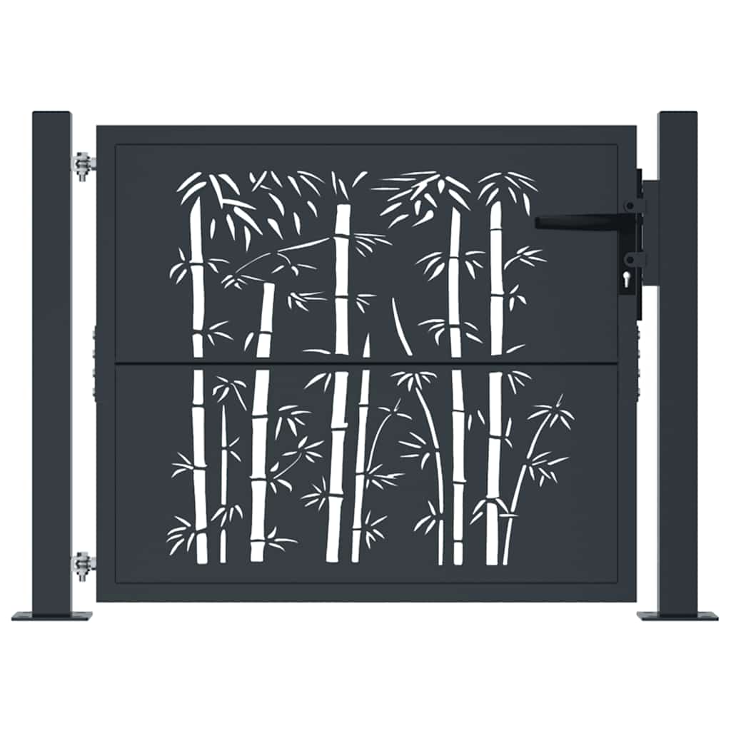 Gartentor Anthrazit 100x75 cm Stahl Bambus-Design