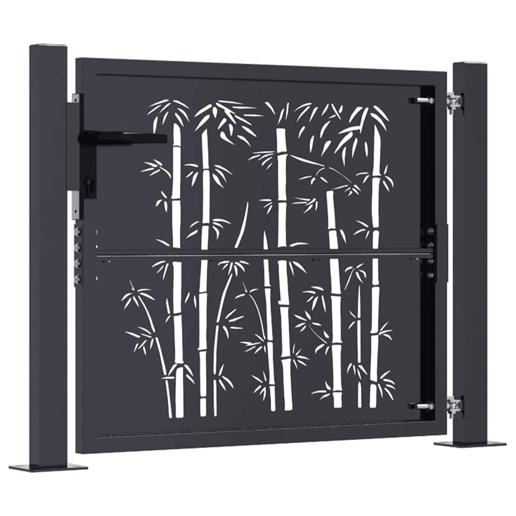 Gartentor Anthrazit 100x75 cm Stahl Bambus-Design