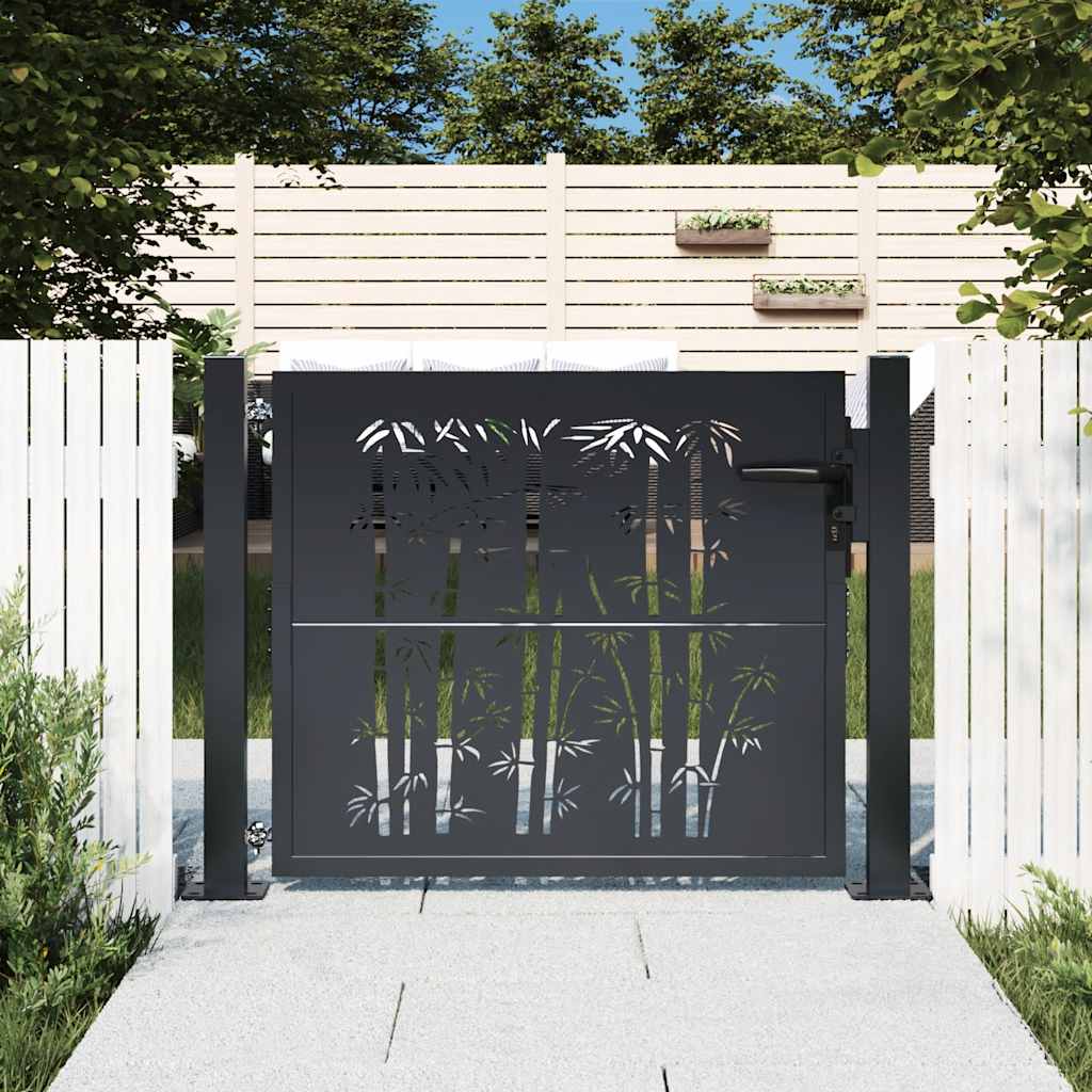 Gartentor Anthrazit 100x75 cm Stahl Bambus-Design