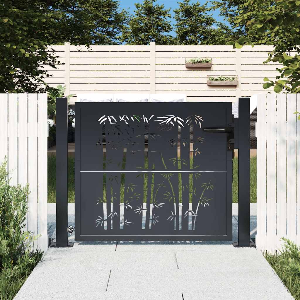 Gartentor Anthrazit 100x100 cm Stahl Bambus-Design