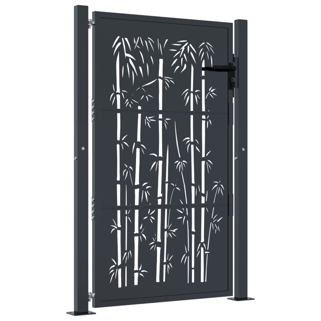 Gartentor Anthrazit 100x125 cm Stahl Bambus-Design