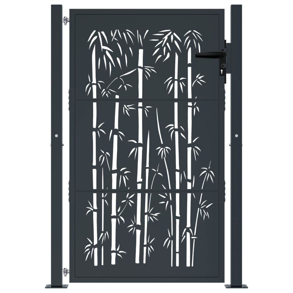Gartentor Anthrazit 100x125 cm Stahl Bambus-Design