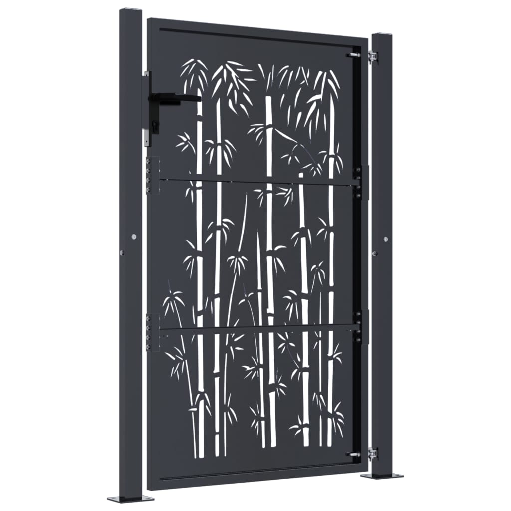 Gartentor Anthrazit 100x125 cm Stahl Bambus-Design