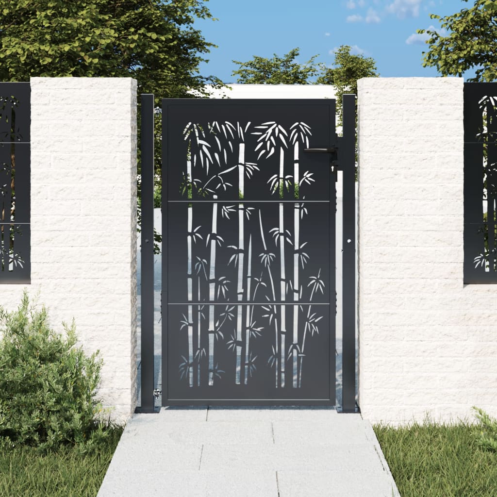 Gartentor Anthrazit 100x125 cm Stahl Bambus-Design