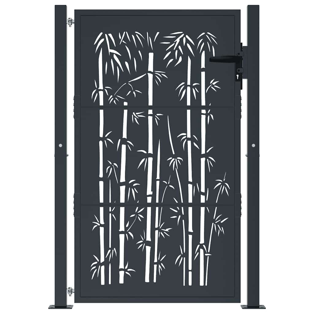 Gartentor Anthrazit 100x150 cm Stahl Bambus-Design