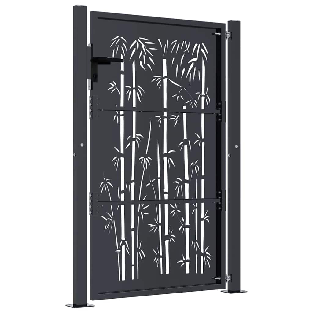 Gartentor Anthrazit 100x150 cm Stahl Bambus-Design