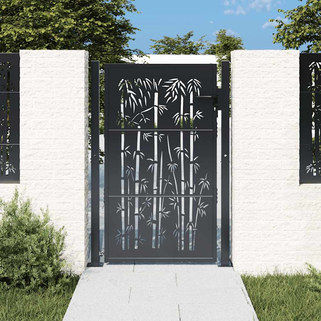 Gartentor Anthrazit 100x150 cm Stahl Bambus-Design