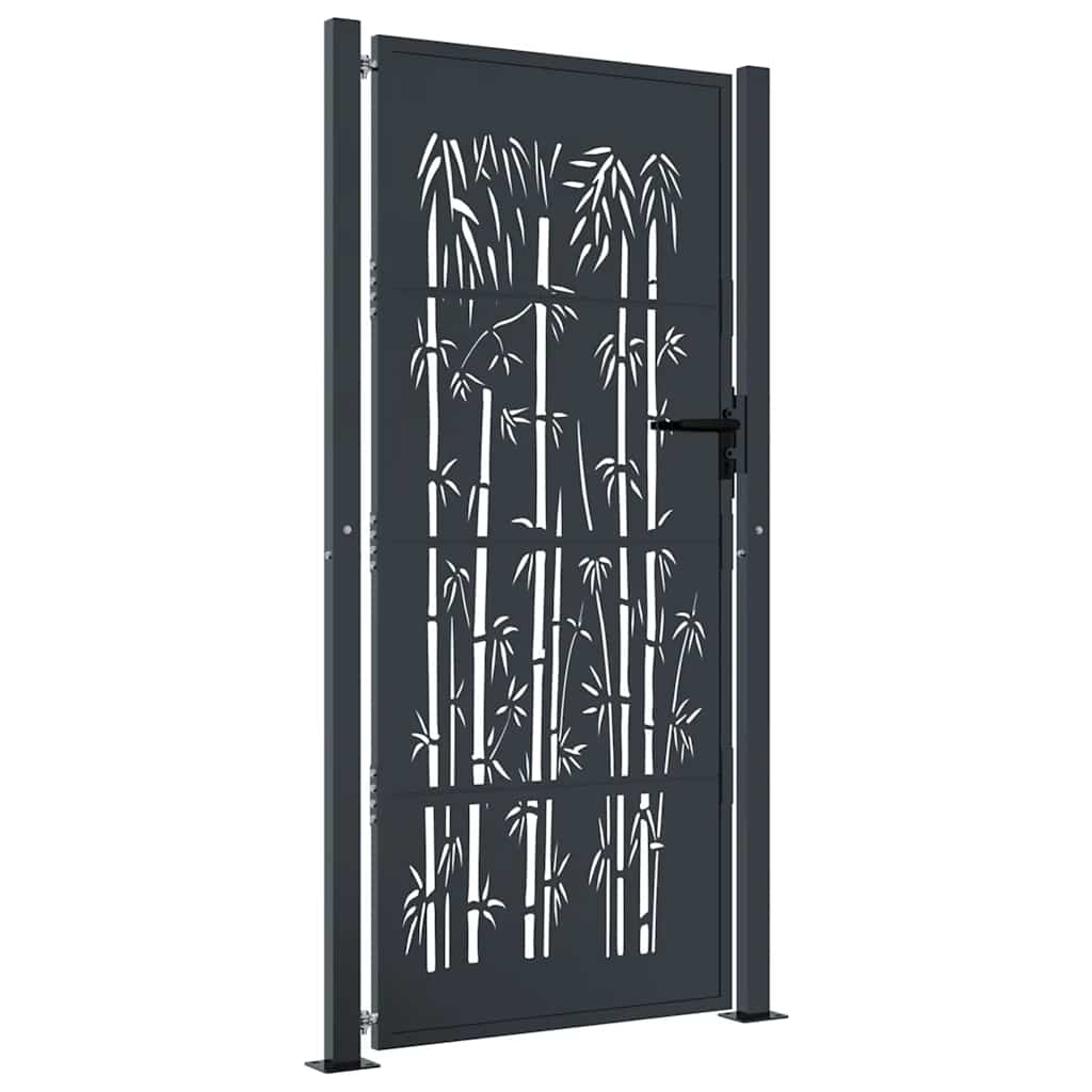 Gartentor Anthrazit 100x175 cm Stahl Bambus-Design