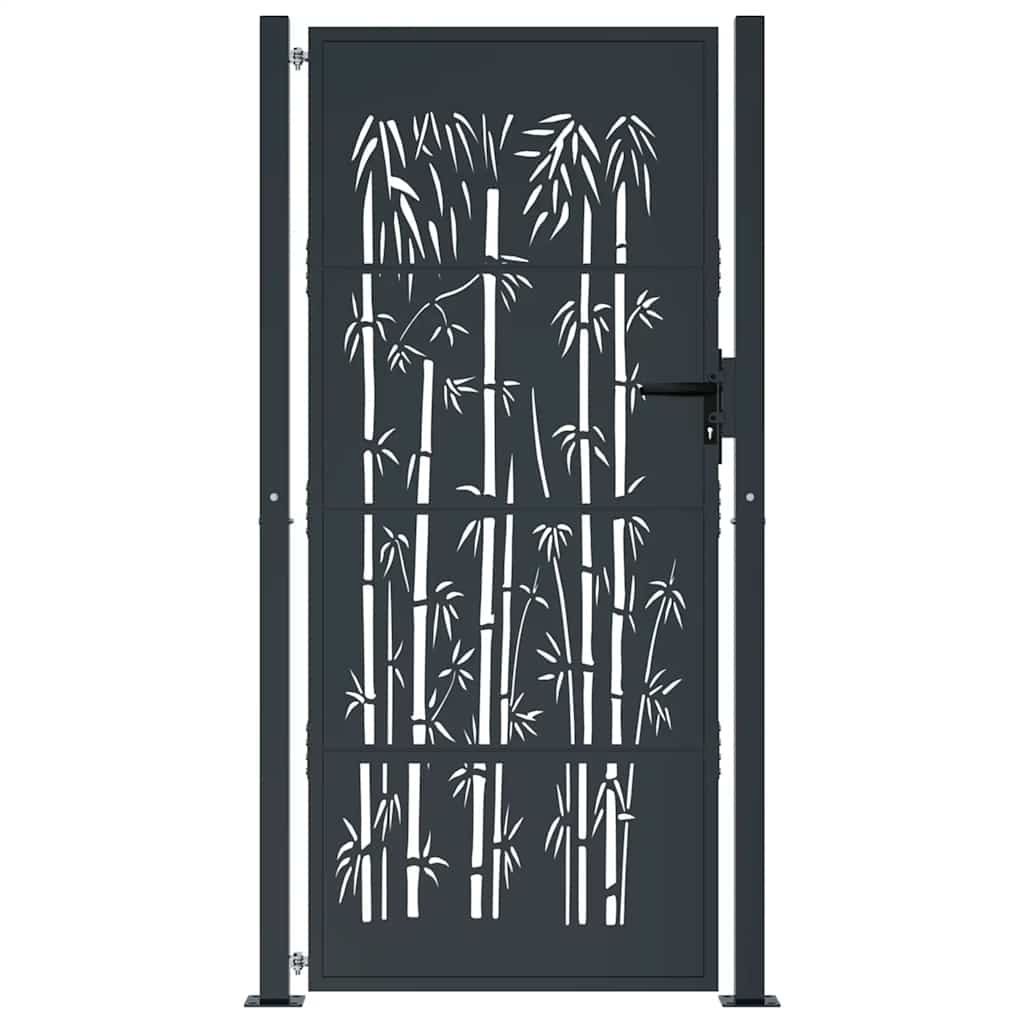 Gartentor Anthrazit 100x175 cm Stahl Bambus-Design
