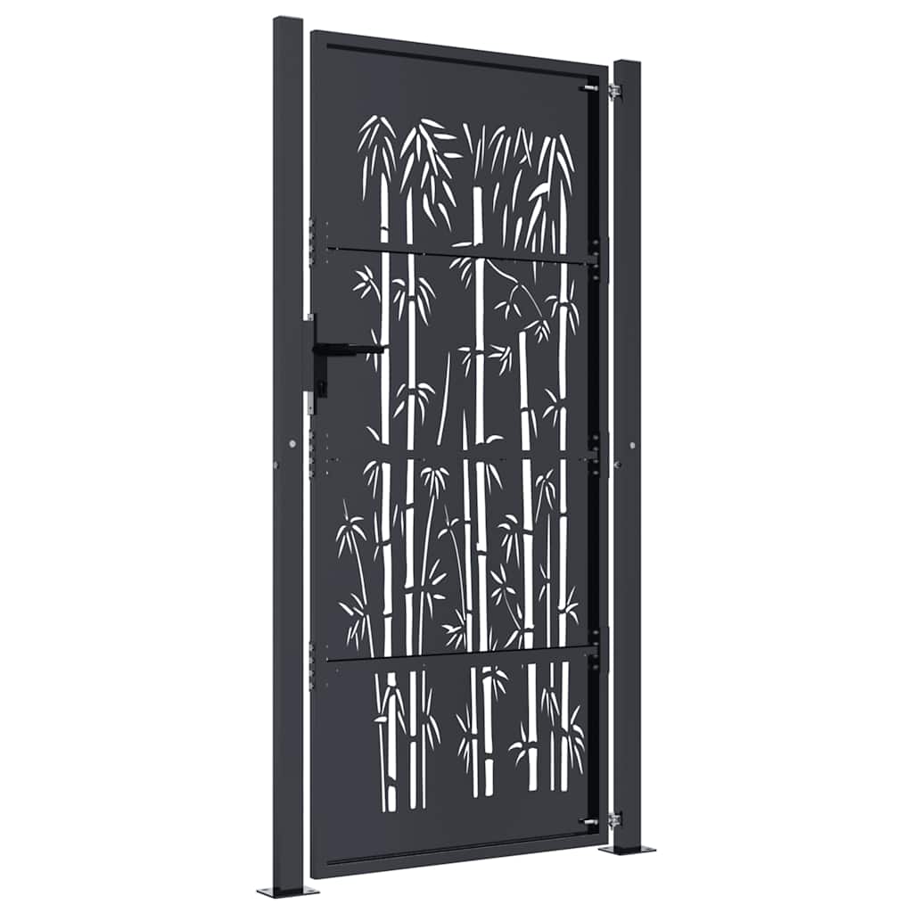 Gartentor Anthrazit 100x175 cm Stahl Bambus-Design