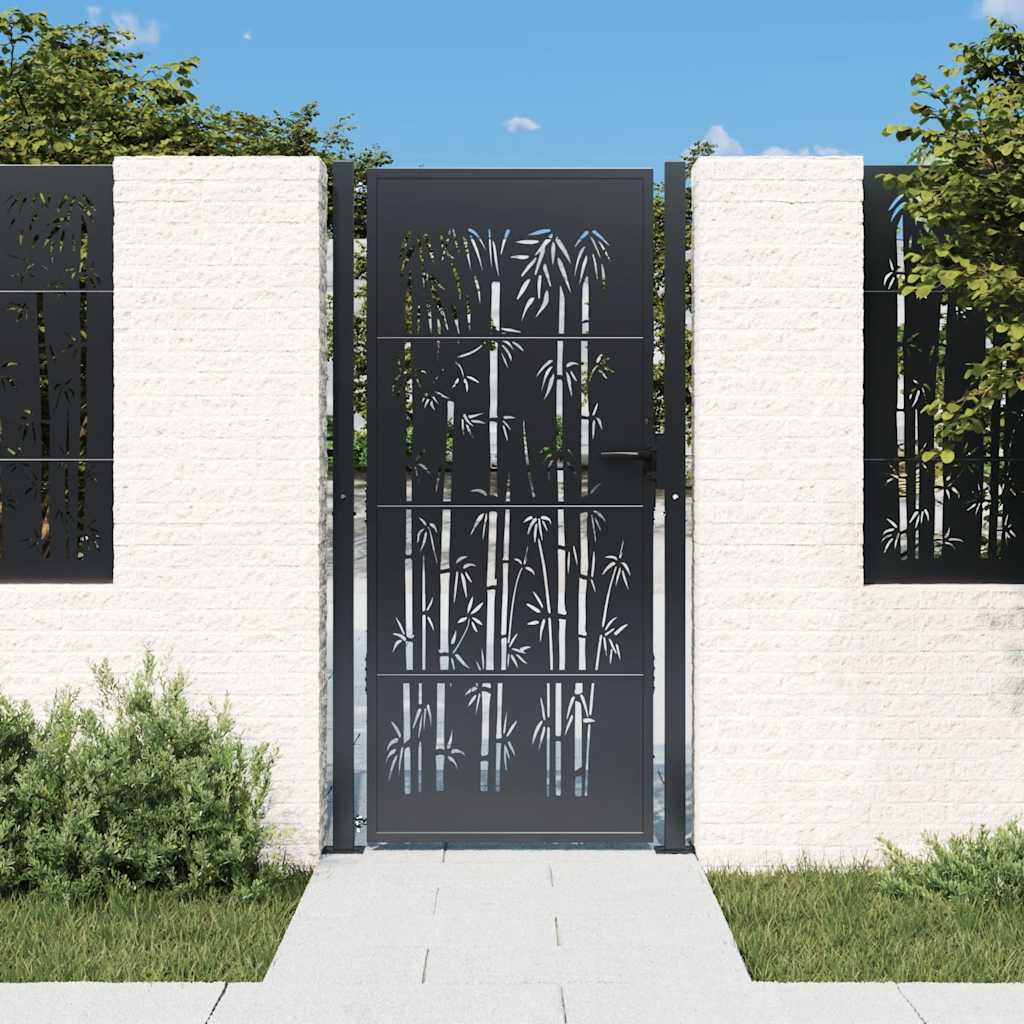 Gartentor Anthrazit 100x175 cm Stahl Bambus-Design