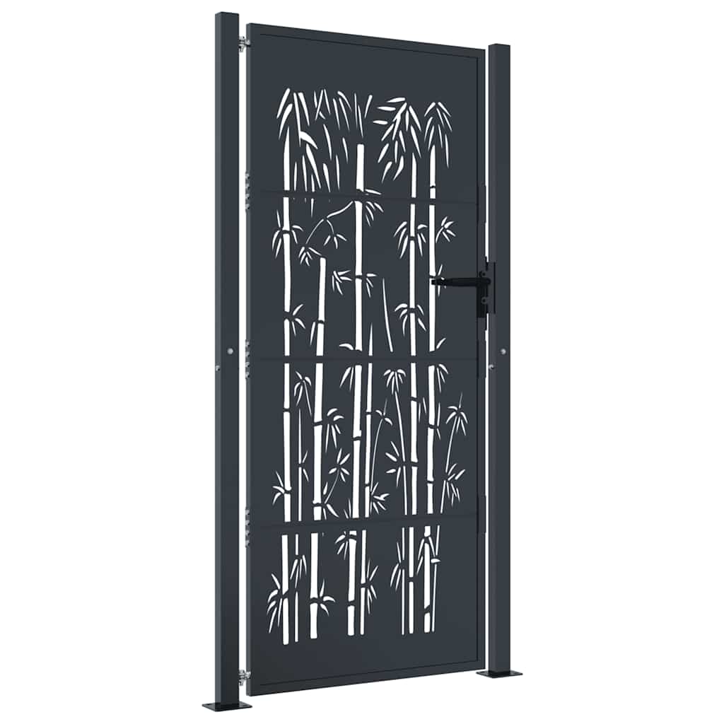 Gartentor Anthrazit 100x200 cm Stahl Bambus-Design