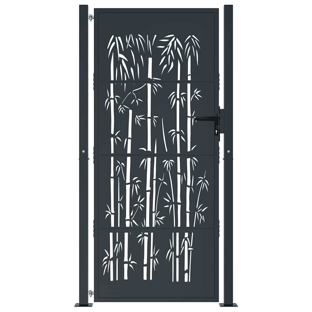Gartentor Anthrazit 100x200 cm Stahl Bambus-Design