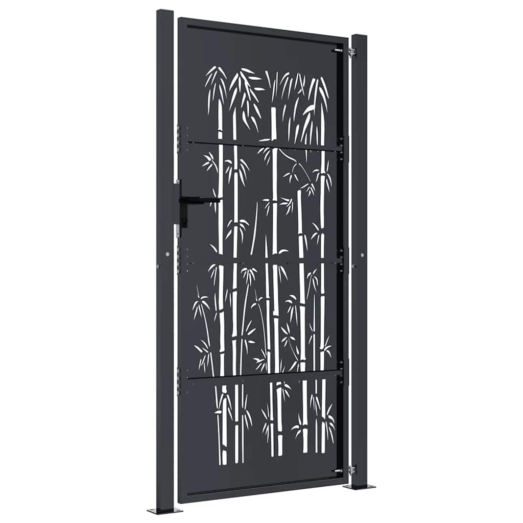Gartentor Anthrazit 100x200 cm Stahl Bambus-Design
