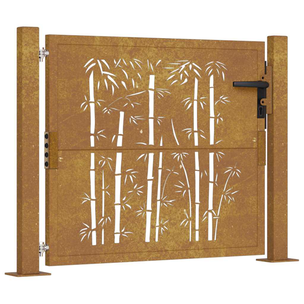 Gartentor 100x75 cm Cortenstahl Bambus-Design