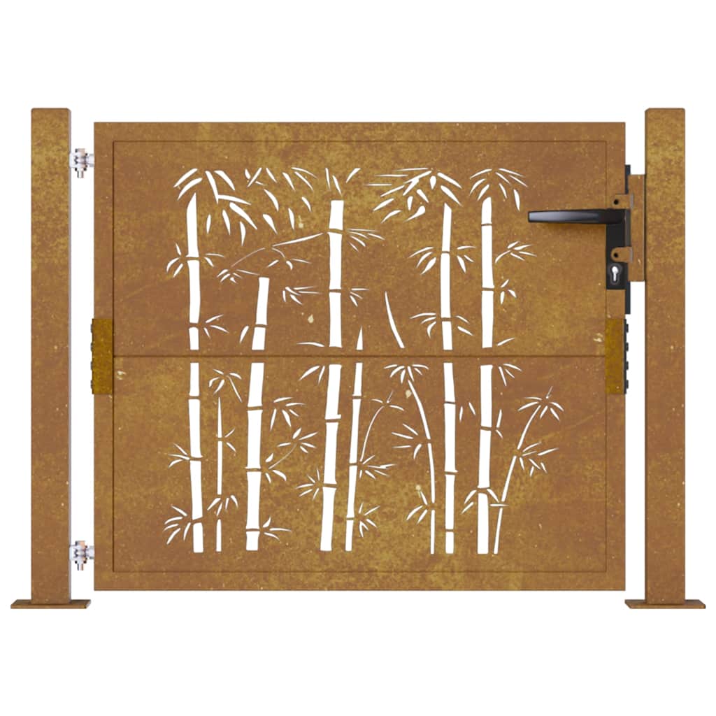 Gartentor 100x75 cm Cortenstahl Bambus-Design