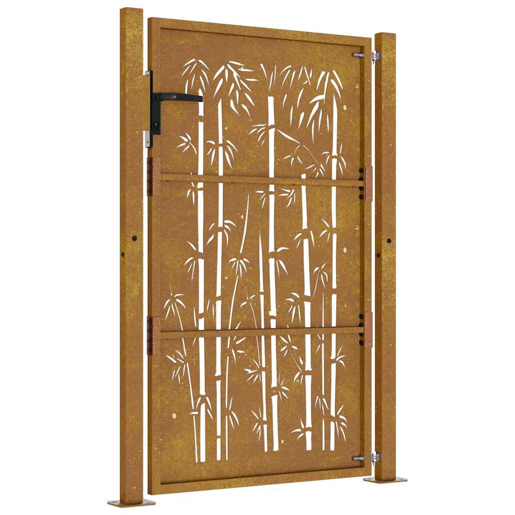 Gartentor 100x125 cm Cortenstahl Bambus-Design