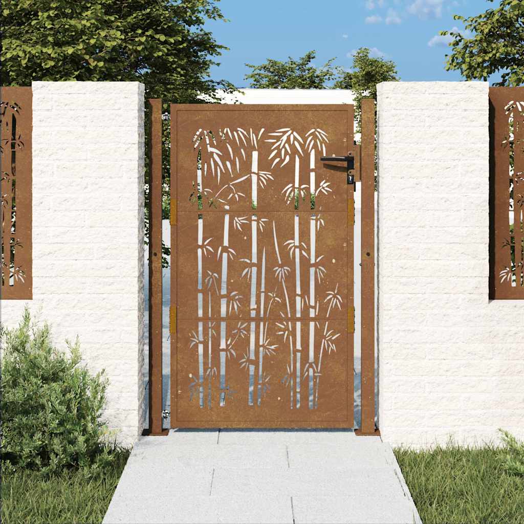 Gartentor 100x125 cm Cortenstahl Bambus-Design