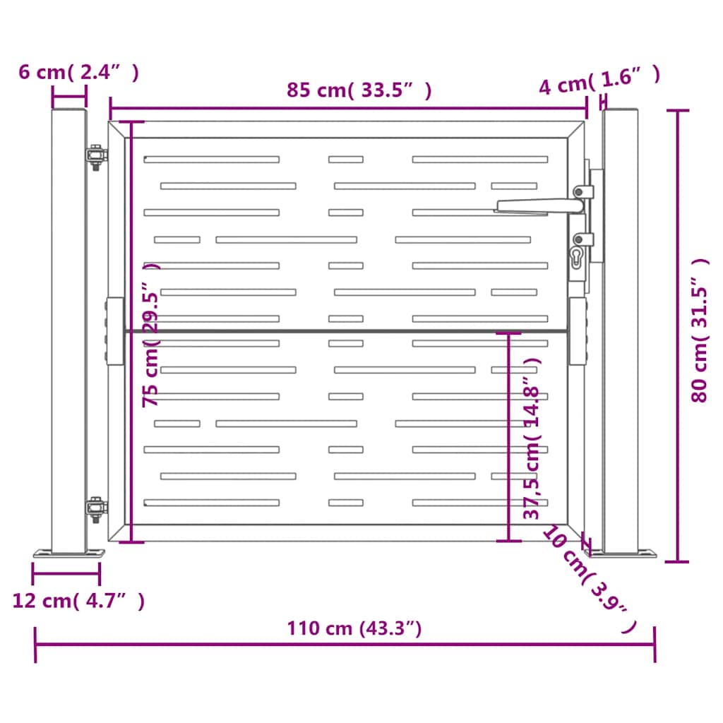 Gartentor Anthrazit 100x75 cm Stahl Quadratisches Design