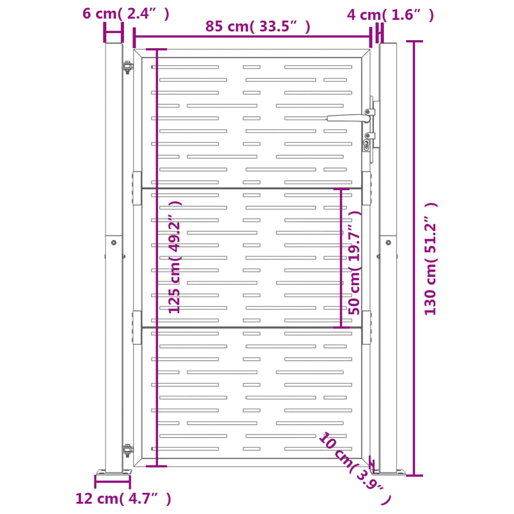 Gartentor Anthrazit 100x125 cm Stahl Quadratisches Design