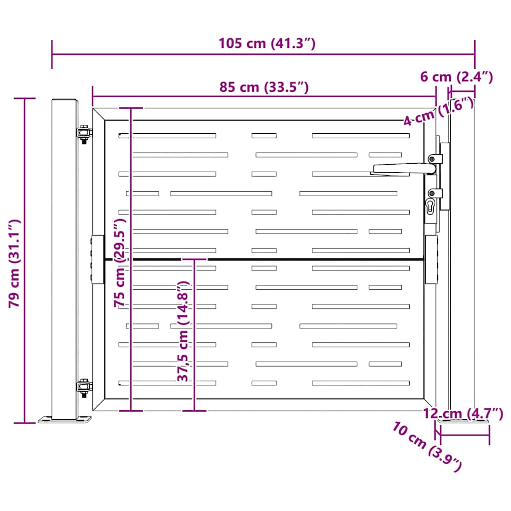 Gartentor 100x75 cm Cortenstahl Quadratisches Design