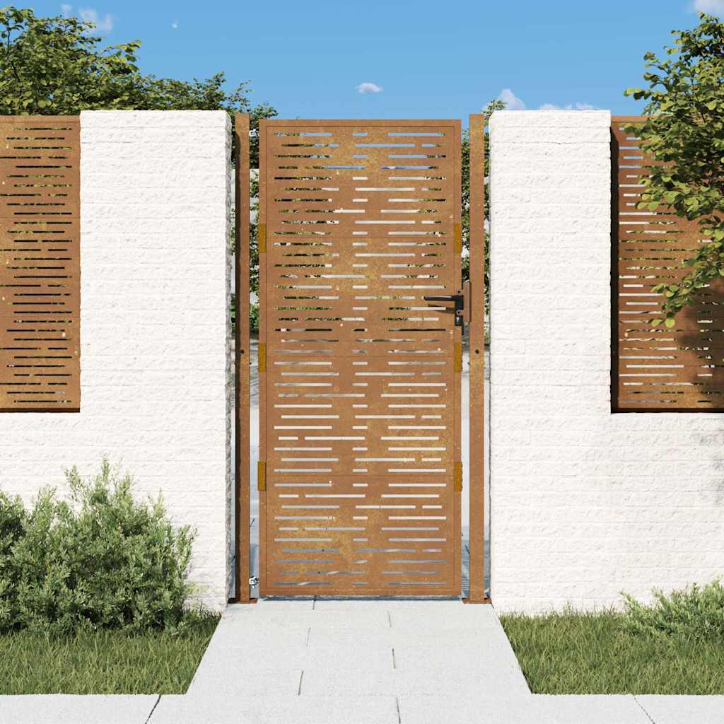 Gartentor 100x175 cm Cortenstahl Quadratisches Design