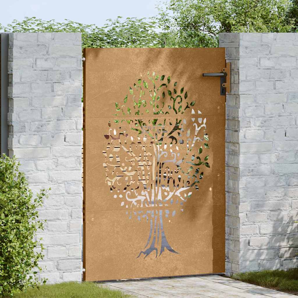 Gartentor 85x150 cm Cortenstahl Baum-Design