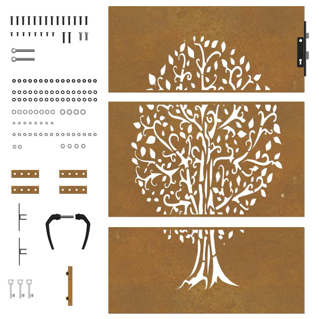 Gartentor 85x150 cm Cortenstahl Baum-Design