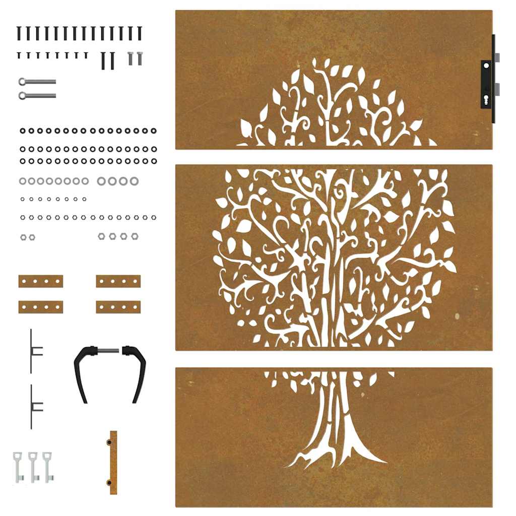 Gartentor 85x150 cm Cortenstahl Baum-Design