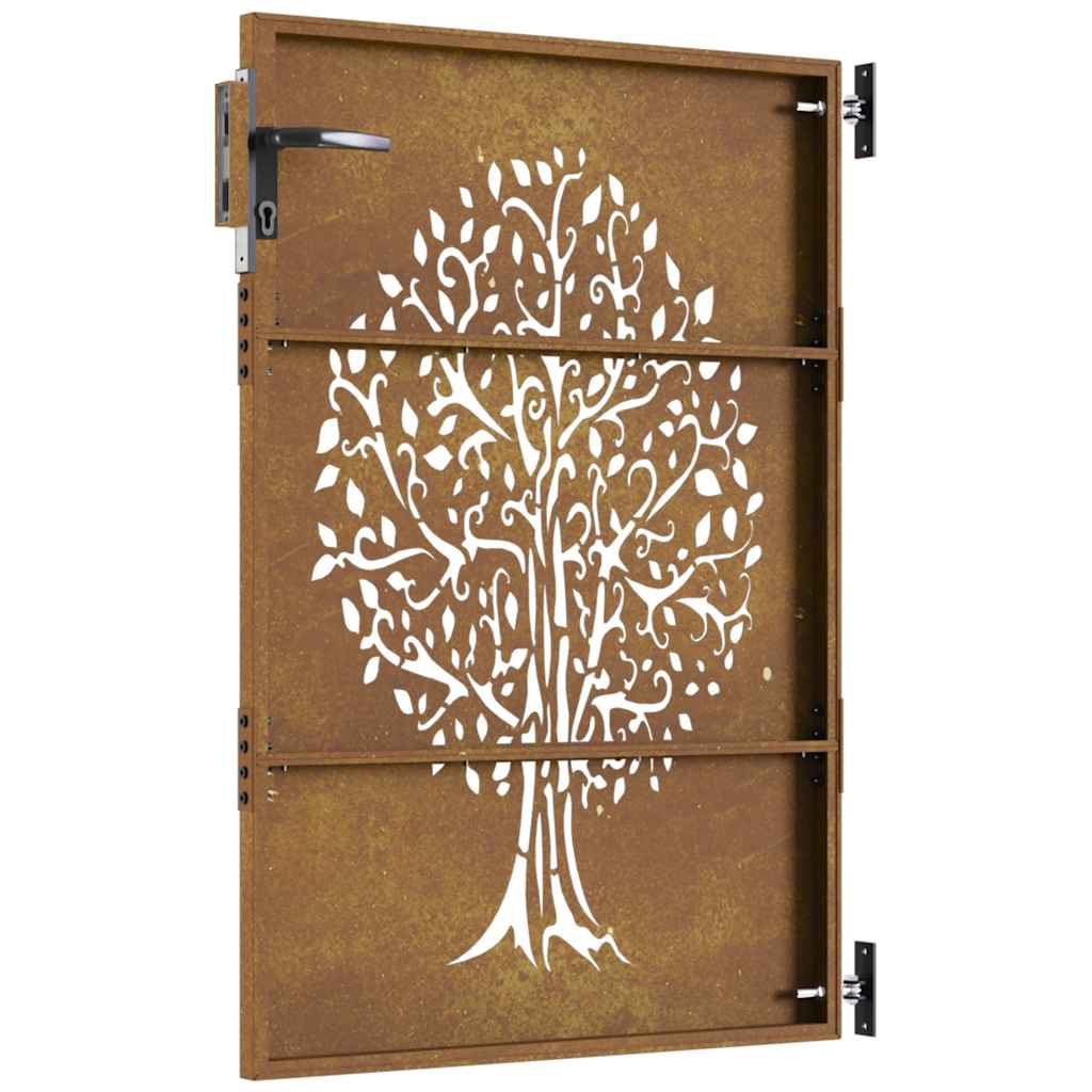 Gartentor 85x150 cm Cortenstahl Baum-Design
