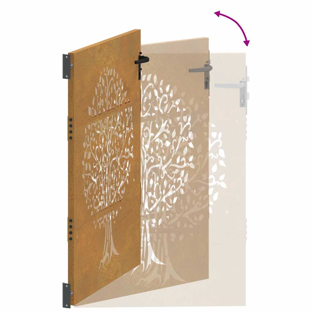 Gartentor 85x150 cm Cortenstahl Baum-Design