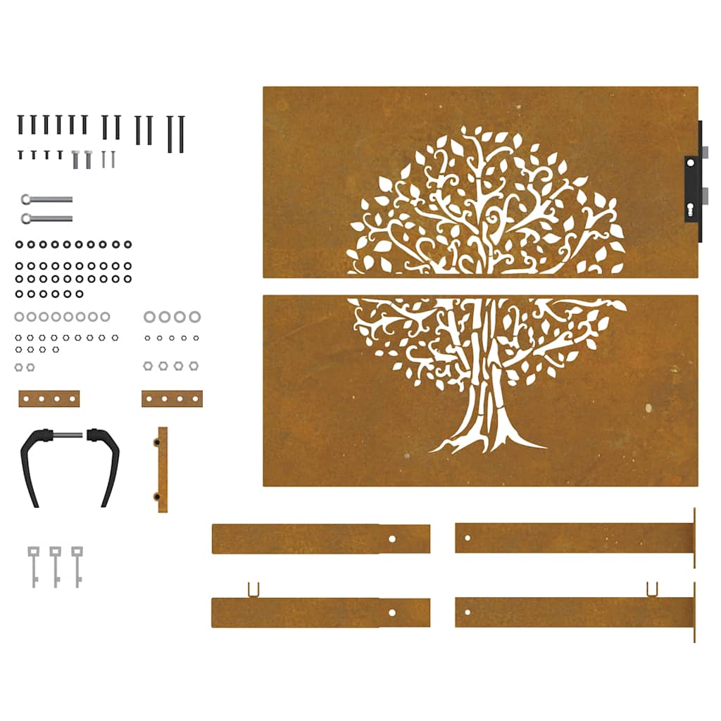 Gartentor 100x100 cm Cortenstahl Baumdesign