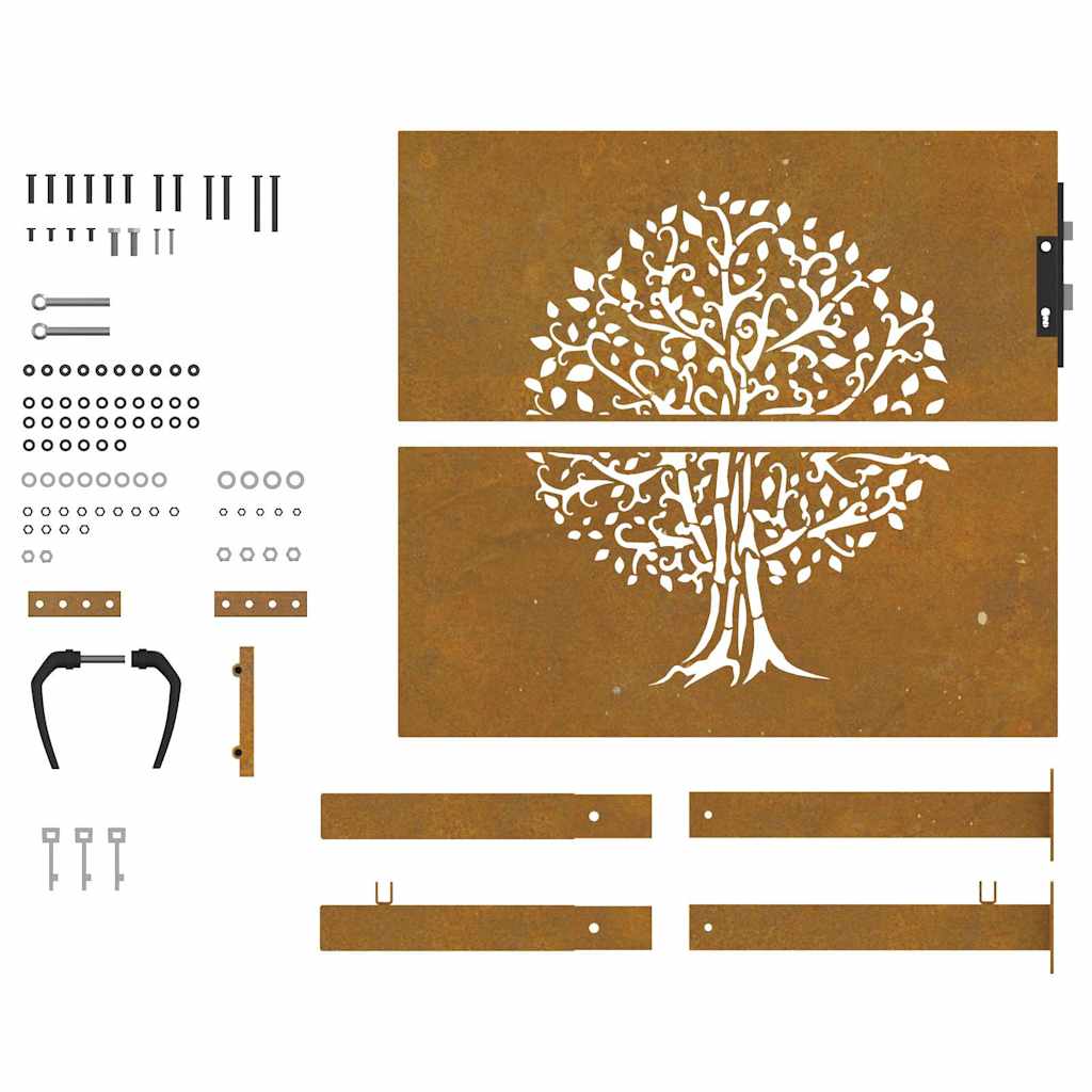 Gartentor 100x100 cm Cortenstahl Baumdesign