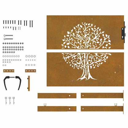 Gartentor 100x100 cm Cortenstahl Baumdesign
