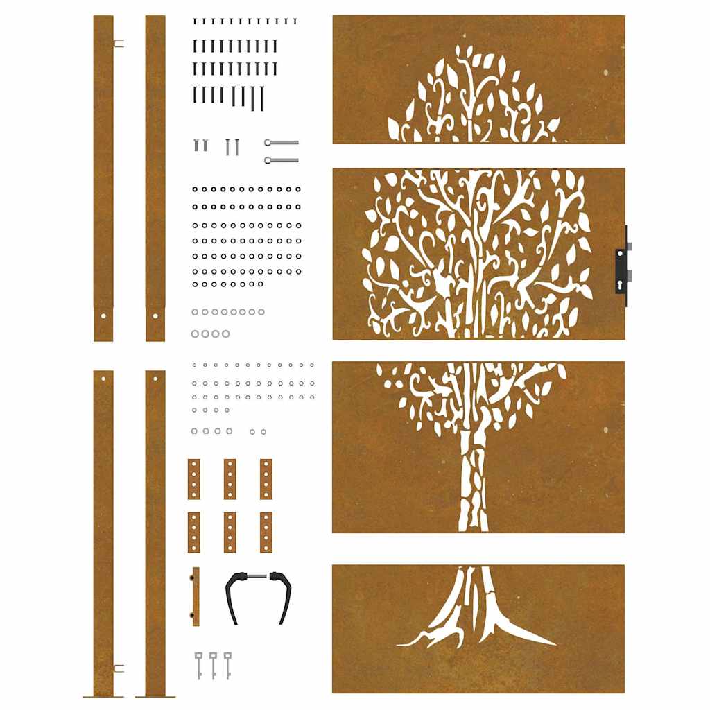 Gartentor 100x175 cm Cortenstahl Baumdesign