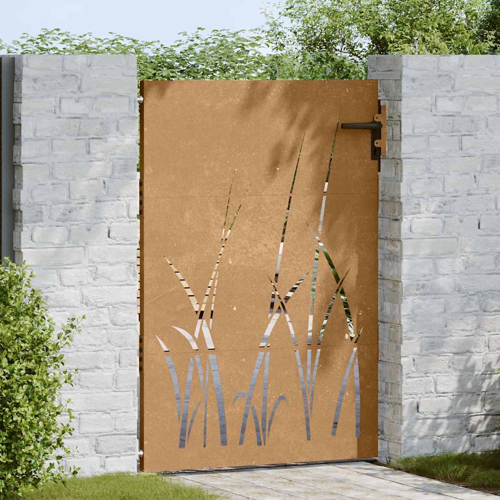 Gartentor 85x125 cm Cortenstahl Gras-Design