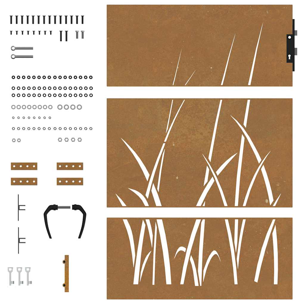 Gartentor 85x125 cm Cortenstahl Gras-Design