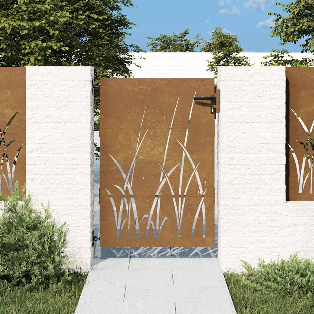 Gartentor 85x150 cm Cortenstahl Gras-Design
