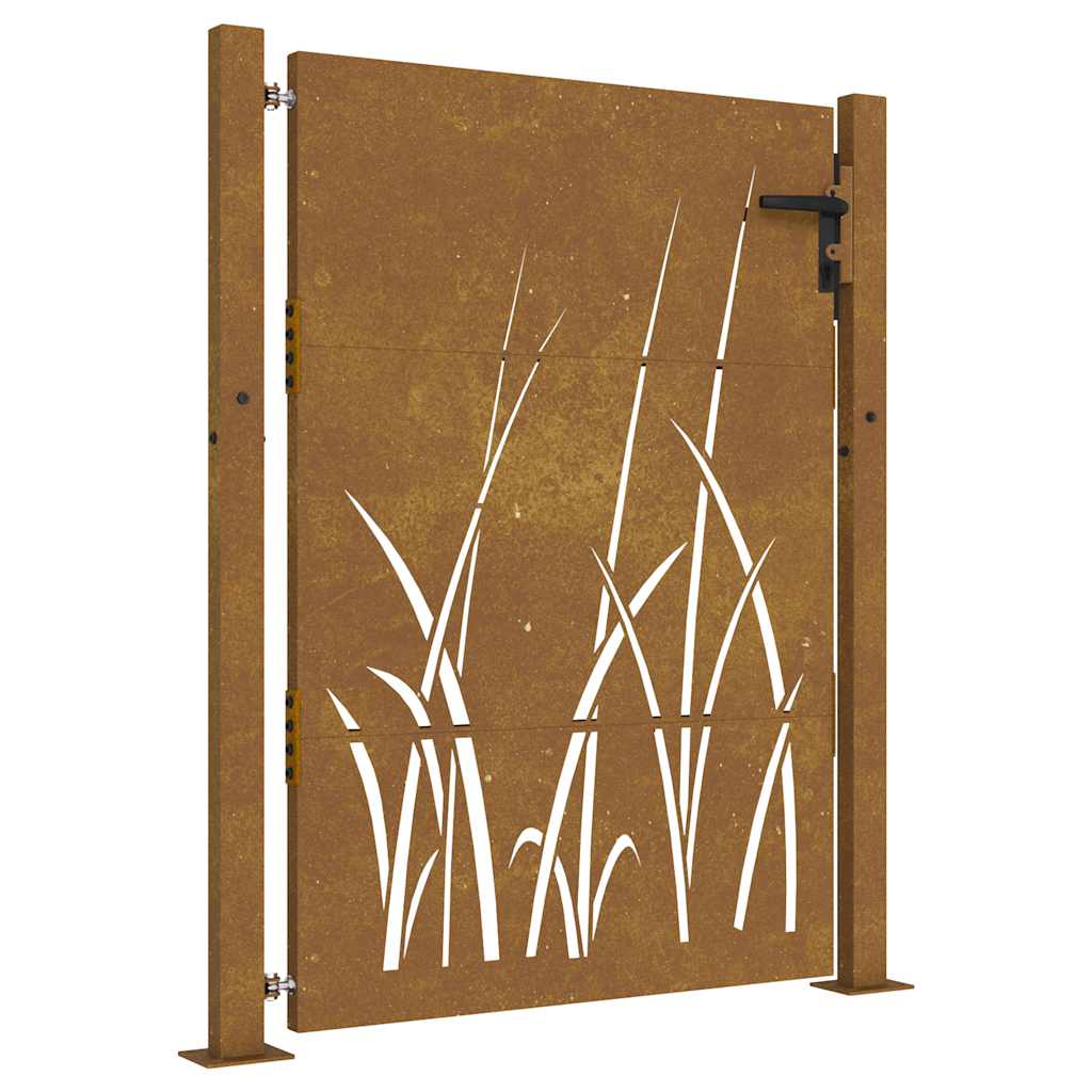 Gartentor 100x150 cm Cortenstahl Gras-Design