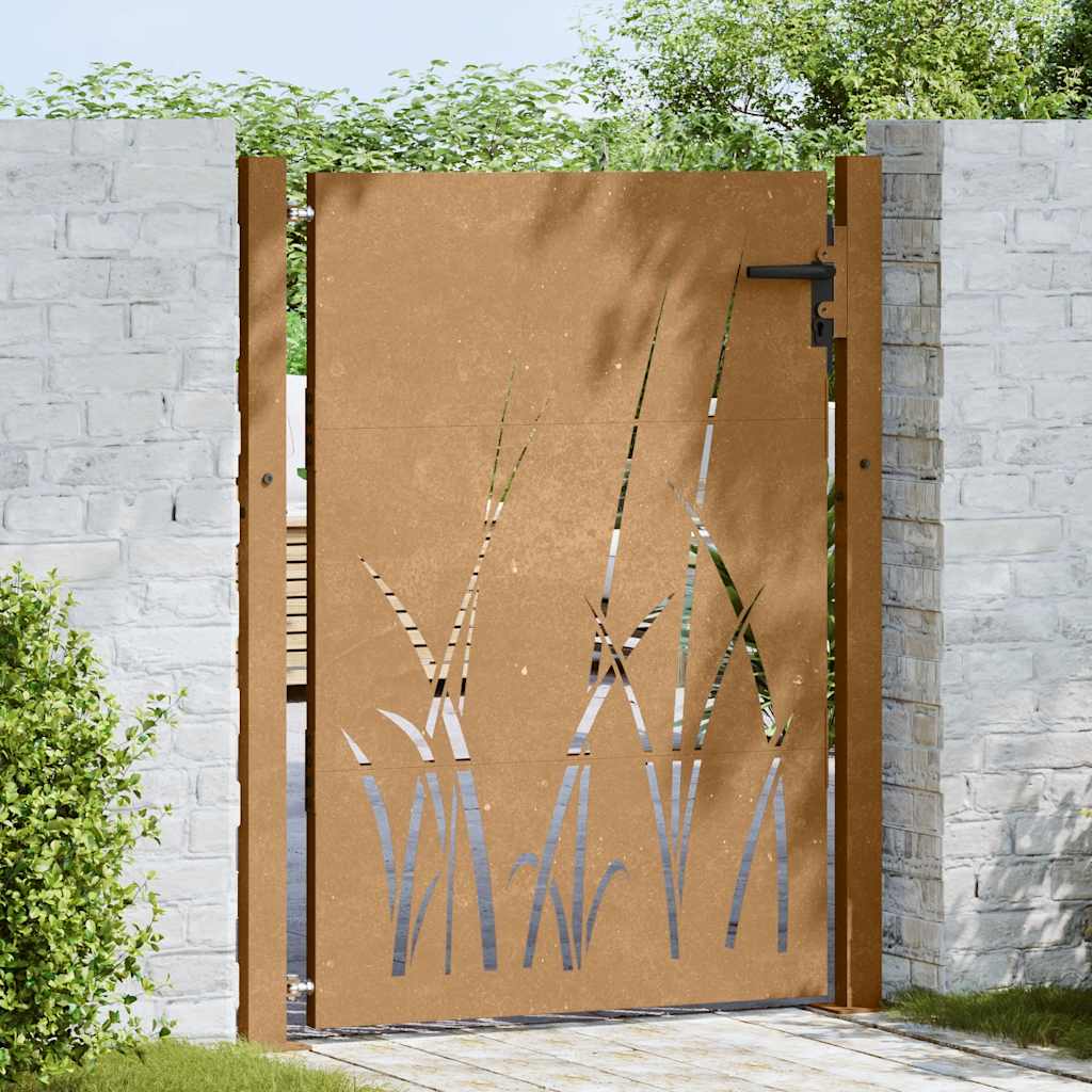 Gartentor 100x150 cm Cortenstahl Gras-Design