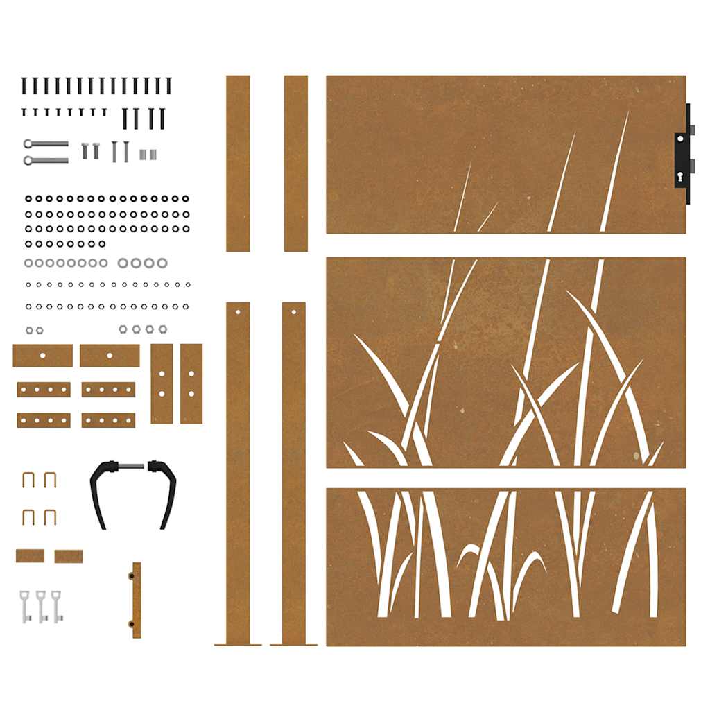 Gartentor 100x150 cm Cortenstahl Gras-Design