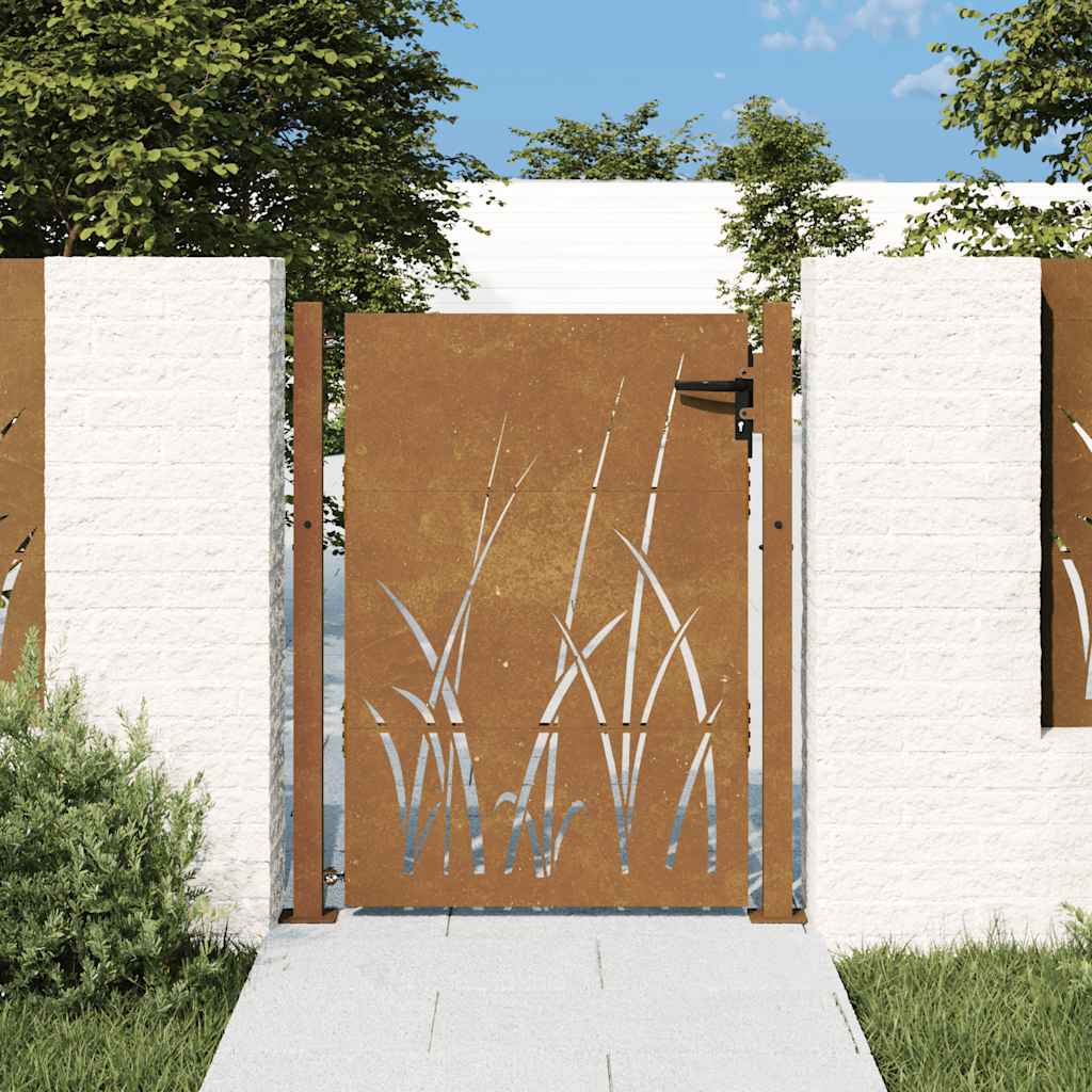 Gartentor 100x150 cm Cortenstahl Gras-Design