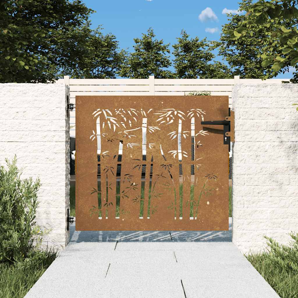 Gartentor 85x75 cm Cortenstahl Bambus-Design