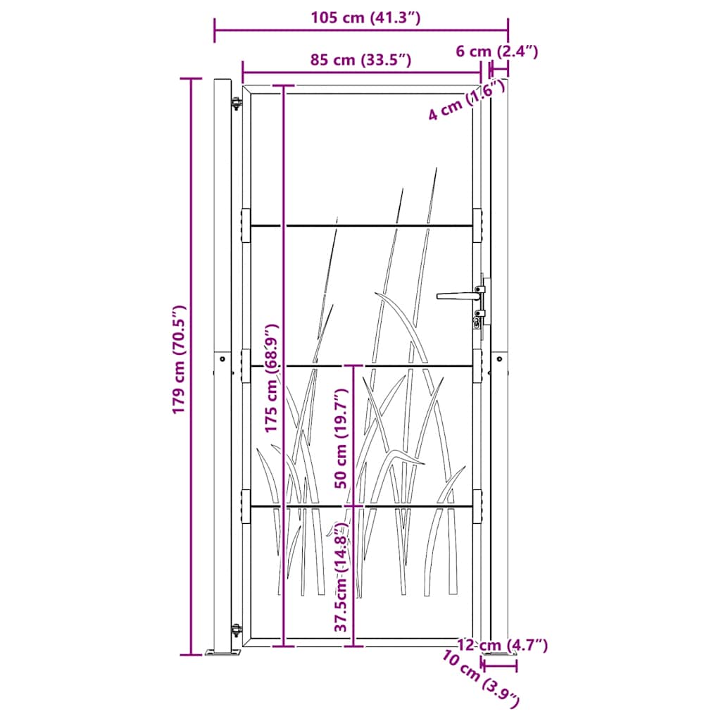 Gartentor 85x100 cm Cortenstahl Bambus-Design