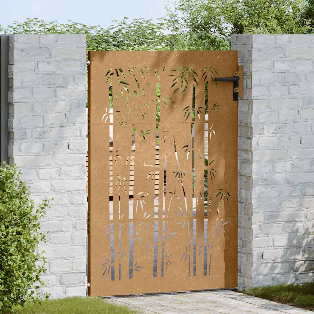 Gartentor 85x125 cm Cortenstahl Bambus-Design