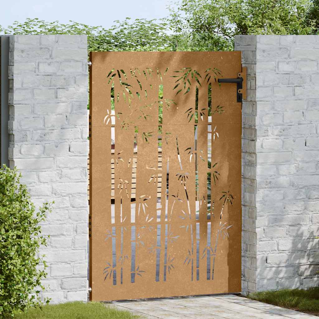 Gartentor 85x125 cm Cortenstahl Bambus-Design
